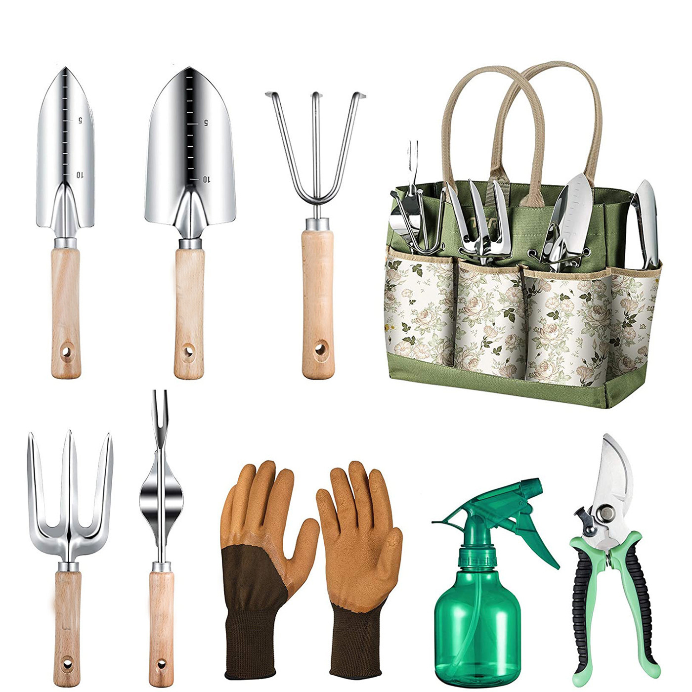 Gardening Tools Bag - Набор из 9 садовых инструментов из